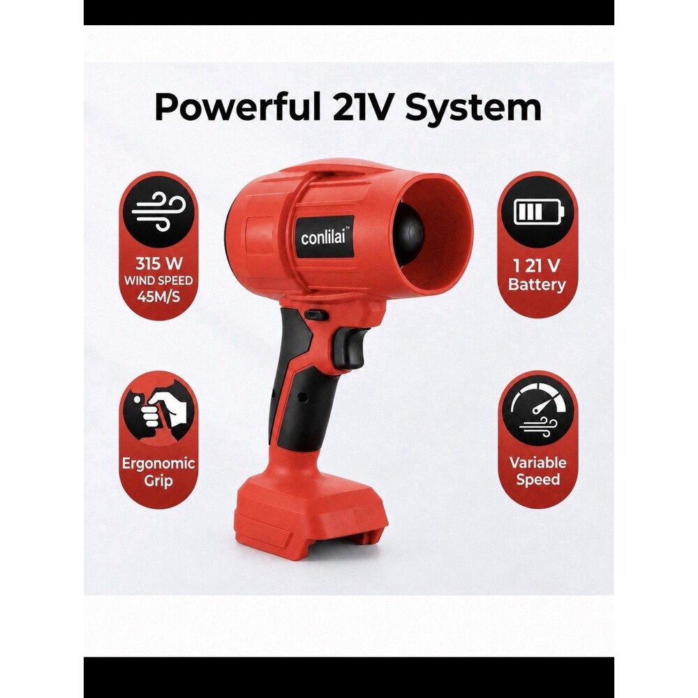 Conlilai 21V Cordless Electric Leaf Blower with Battery & Charger Lightweight